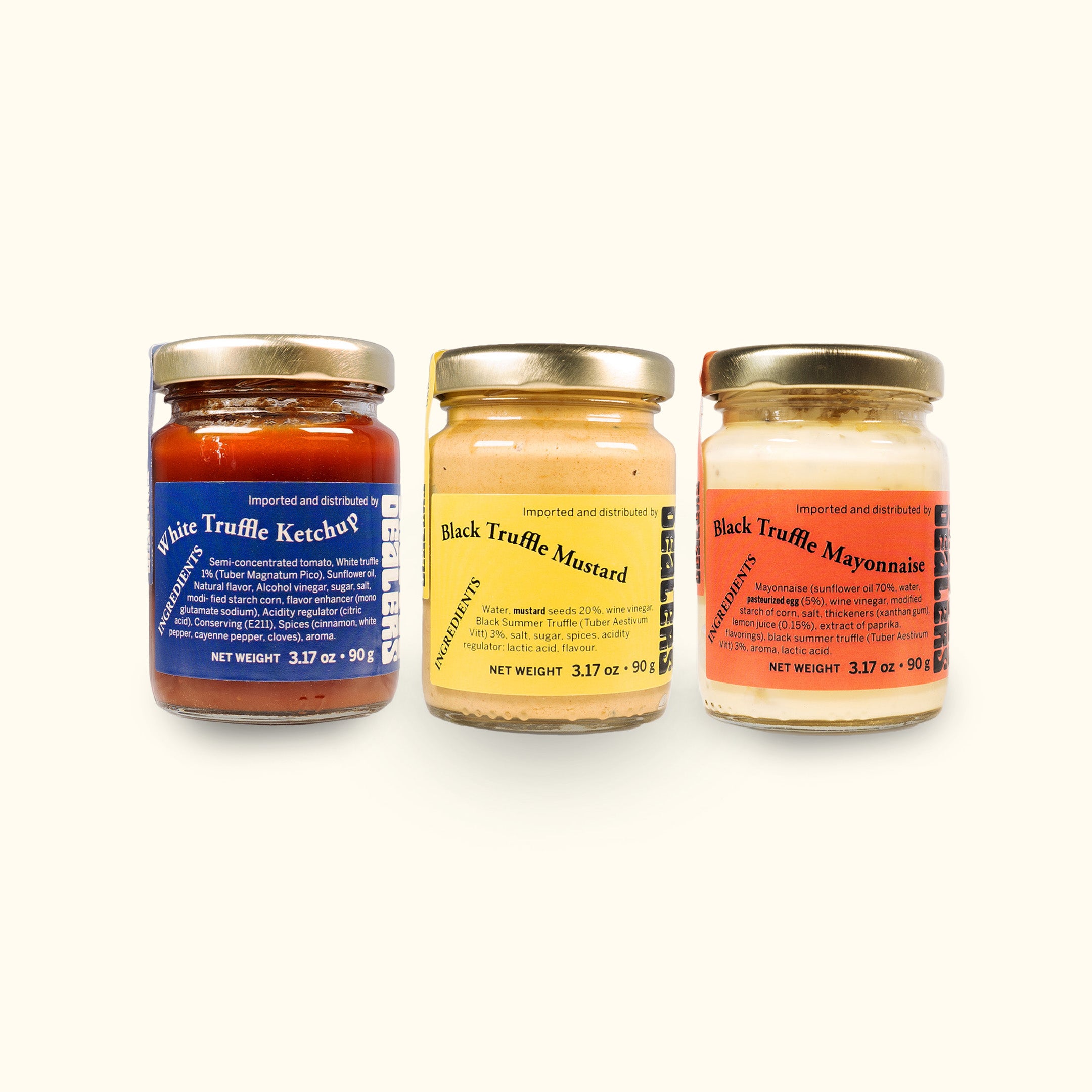 Elevate your meals with our delicious Truffle Condiments Bundle! Enjoy White Truffle Ketchup, Black Truffle Mustard, and Black Truffle Mayo together.